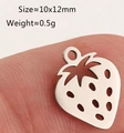 Polished stainless steel strawberry charm pendant in silver finish 10x12mm size - Strawberry Shape - Silver (DY1270-1)