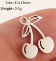 Polished stainless steel cherry charm pendant with minimalist hollow design for jewelry - Cherry Shape - Silver (DY1276-1)