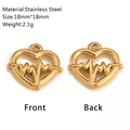 Pendentif coeur ECG doré en acier inoxydable pour bijoux taille 18x18mm - Battement de Cœur (DY1313-2)