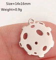 Silver hollow sphere pendant charm in stainless steel measuring 14x16mm and 0.9g - Silver Planet (DY1281-1)