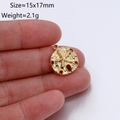 Golden starfish round pendant charm 15x17mm in stainless steel for DIY jewelry making - Starfish Hollow Round Style (DY494-2)