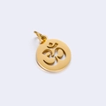 Colgante circular dorado de acero inoxidable símbolo Om Yoga con acabado de espejo - Dorado