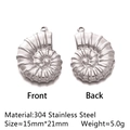 304 stainless steel nautilus shell charm pendant 15x21mm for DIY ocean jewelry making - Ammonite Shape - Silver (DY809-1)