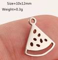 Polished stainless steel watermelon slice pendant in 10x12mm size for jewelry - Watermelon Slice - Silver (DY1272-1)
