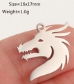 Polished silver-colored stainless steel dragon head pendant, size 16x17mm - Silver Dragon Head (DY1282-1)