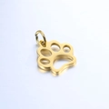 Polished gold stainless steel hollow cat paw pendant charm for DIY jewelry making - Gold