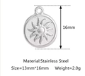 Polierter Edelstahl-Sonnentotem-Anhänger, 13mm mal 16mm DIY Schmuck-Zubehörteil - Sonnenrundschild Form (DY1164-1) / Silber