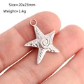 Polished silver starfish pendant in stainless steel for DIY jewelry 20x23mm - Starfish Style (DY1055-1)