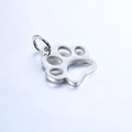 Polished stainless steel hollow animal paw pendant charm for DIY jewelry making - Silver