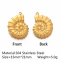 Golden 304 stainless steel nautilus pendant 15x21mm for DIY ocean jewelry making - Ammonite Shape - Gold (DY809-2)