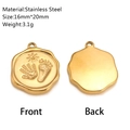Pendentif en acier inoxydable doré avec empreintes de bébé pour bijoux DIY 16x20mm - Médaillon Rond Soleil Empreintes (DY812-2)
