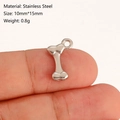 Silver bone-shaped stainless steel pendant, size 10mm by 15mm for DIY jewelry - Bone Style (DY1191-1) Silver