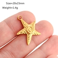 Golden starfish pendant with hammered texture for DIY jewelry making, 20x23mm size - Starfish Style (DY1055-2)
