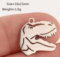 Polished stainless steel Tyrannosaurus Rex head pendant for DIY jewelry, 16x15mm size - Silver T-Rex (DY1283-1)