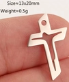 Polished silver stainless steel cross pendant featuring geometric hollow design - Silver Cross (DY1280-1)