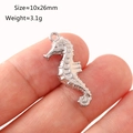 Seahorse charm pendant in silver stainless steel finish with 10x26mm size marking - Seahorse Style (DY1116-1)