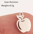 Apple shaped stainless steel pendant charm 9x12mm for DIY jewelry making accessories - Apple Shape - Silver (DY1275-1)