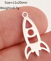 Stainless steel silver rocket charm for jewelry making, dimensions 11x20mm - Silver Rocket (DY1279-1)