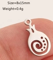 Silver stainless steel strawberry pendant charm for jewelry making size 8x15mm - Pomegranate/Abstract - Silver (DY1277-1)