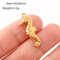 Golden stainless steel seahorse pendant charm for DIY jewelry 10x26mm 3.1g - Seahorse Style (DY1116-2)