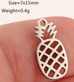 Polished stainless steel pineapple charm pendant with mesh design, size 7x15mm - Pineapple Shape - Silver (DY1278-1)