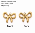Pendentif nœud en acier inoxydable poli doré, 16x14mm pour la création de bijoux - Forme Nœud Ruban Fin (DY1167-2)