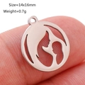 Polished stainless steel 14x16mm mother and child pendant charm for DIY jewelry - Mother and Child Circle Silhouette (DY673-1) / Steel