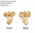 Pendentif noeud en acier inoxydable doré 15x19mm pour bijoux vues de face et de dos - Forme Nœud Ruban Large (DY1168-2)