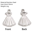 Pendentifs robe en acier inoxydable poli, breloques argentées 13x20mm pour bijoux DIY - Forme Robe (DY1169-1)