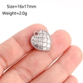 Stainless steel heart pendant with fish scale texture measuring 16x17mm in silver - Heart Fish Scale Pattern (DY1086-1)