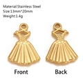 Pendentif robe en acier inoxydable doré 13x20mm pour création bijoux DIY - Forme Robe (DY1169-2)