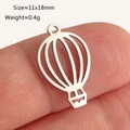 Polished stainless steel hot air balloon pendant charm, size 11x18mm for DIY jewelry - Silver Hot Air Balloon (DY1307-1)