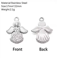 Pendentif ange en acier inoxydable avec motif floral pour création de bijoux DIY 17x22mm - Forme Petit Ange (DY1170-1)