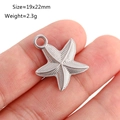 Starfish shaped stainless steel pendant for DIY jewelry, 19x22mm silver ocean charm - Striped Starfish (DY1091-1)