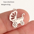 Silver stainless steel baby stroller charm 14x15mm for DIY jewelry making - Silver Baby Carriage (DY1308-1)