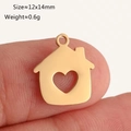 Golden house shape pendant with heart cutout in 12x14mm stainless steel finish - Gold Heart House (DY1303-2)