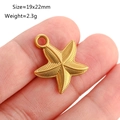 Golden starfish pendant in stainless steel with textured finish and size dimensions - Striped Starfish (DY1091-2)