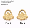 Pendentifs sac trèfle en acier inoxydable doré de 15mm par 16mm pour bijoux DIY - Forme Sac Ruyi (DY1171-2)