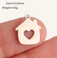 Rose gold house pendant with heart cutout, 12x14mm stainless steel charm accessory - Silver Heart House (DY1303-1)