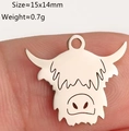 Hooglandkoe-hanger van gepolijst roestvrij staal, 15x14mm voor doe-het-zelf sieraden - Hooglander Koe Vorm (DY1302-1)