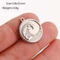 Silver stainless steel round sea wave pendant 18x21mm for DIY jewelry making - Wave Relief Round Style (DY1064-1)