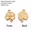 Pendentif trèfle doré en acier inoxydable avec cristal pour création de bijoux DIY - Forme Trèfle Strass (DY1172-2)