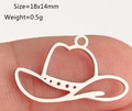 Gepolijste roestvrijstalen cowboyhoed hanger van 18x14mm voor DIY-sieraden maken - Cowboyhoed Vorm (DY1301-1)
