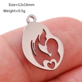 Silver stainless steel mother and child hollow charm pendant for DIY jewelry, 12x16mm size - Mother and Child Heart Silhouette (DY283-1) / Steel