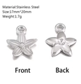Pendentif fleur en acier inoxydable 17mm argenté pour création de bijoux DIY - Forme Fleur à Cinq Pétales (DY1173-1)