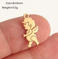 Polished gold cupid angel pendant for DIY jewelry making, size 8x16mm stainless steel charm - Gold Angel (DY1309-2)