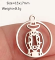 Zilveren cowboy hanger van roestvrij staal met hol ontwerp en 15x17mm afmetingen - Cowboy Figuur Vorm (DY1297-1)