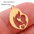 Golden mother and baby silhouette charm in stainless steel with a heart cutout design - Mother and Child Heart Silhouette (DY283-2) / Gold