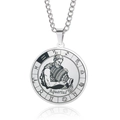 Aquarius zodiac necklace featuring a spinning circular stainless steel pendant in silver - Aquarius