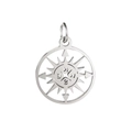 Minimalist silver compass pendant in polished stainless steel with hollow star design - Silver